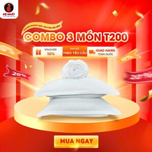 COMBO 3 MÓN MÀU TRẮNG vải khách sạn T200 1 ga giường, 2 vỏ gối nằm cao cấp mềm mịn, mát mẻ, bền đẹp, giấc ngủ dịu êm, đậm chất khách sạn tại nhà.