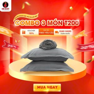 COMBO 3 MÓN MÀU XÁM GHI vải khách sạn T200 1 ga giường, 2 vỏ gối nằm cao cấp mềm mịn, mát mẻ, bền đẹp, giấc ngủ dịu êm, đậm chất khách sạn tại nhà.
