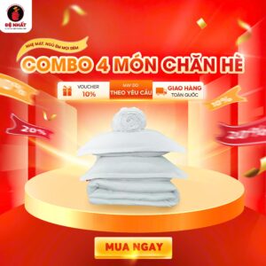 COMBO 4 MÓN CHĂN HÈ MÀU TRẮNG vải khách sạn T200 1 ga giường, 2 vỏ gối, 1 chăn hè mềm mát cao cấp gồm ga trải giường thấm hút tốt bền đẹp